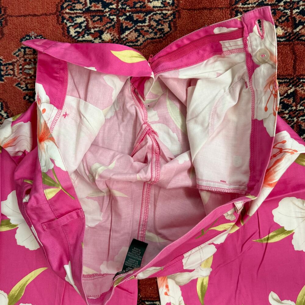 Ralph Lauren 10 Bright Pink Floral Print‎ SUMMER Pants - Picture 5 of 6